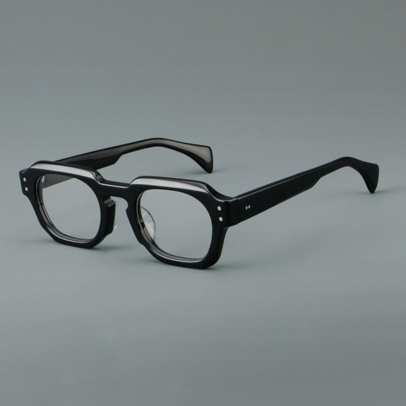 Retro Square Acetate Glasses Frames - Black