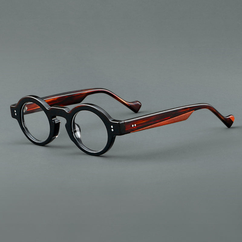 Retro Oval Acetate Glasses Frames - Black & Brown