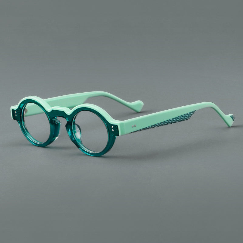 Retro Oval Acetate Glasses Frames - Teal & Mint Green