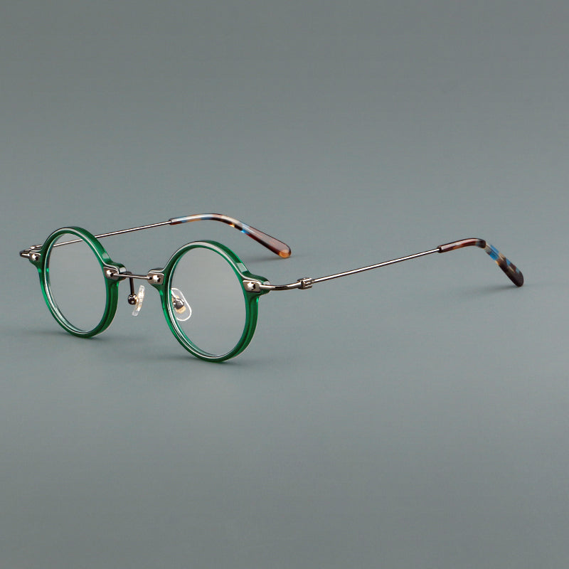 Small Round Acetate Glasses Frames - Green & Tortoiseshell