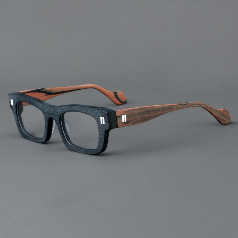 Retro Square Acetate Glasses Frames - Grey & Brown