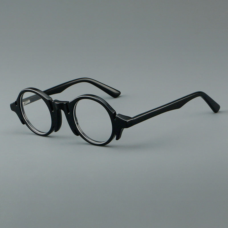 Retro Acetate Wood-Grain Effect Glasses Frames - Black