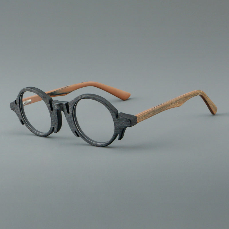 Retro Acetate Wood-Grain Effect Glasses Frames