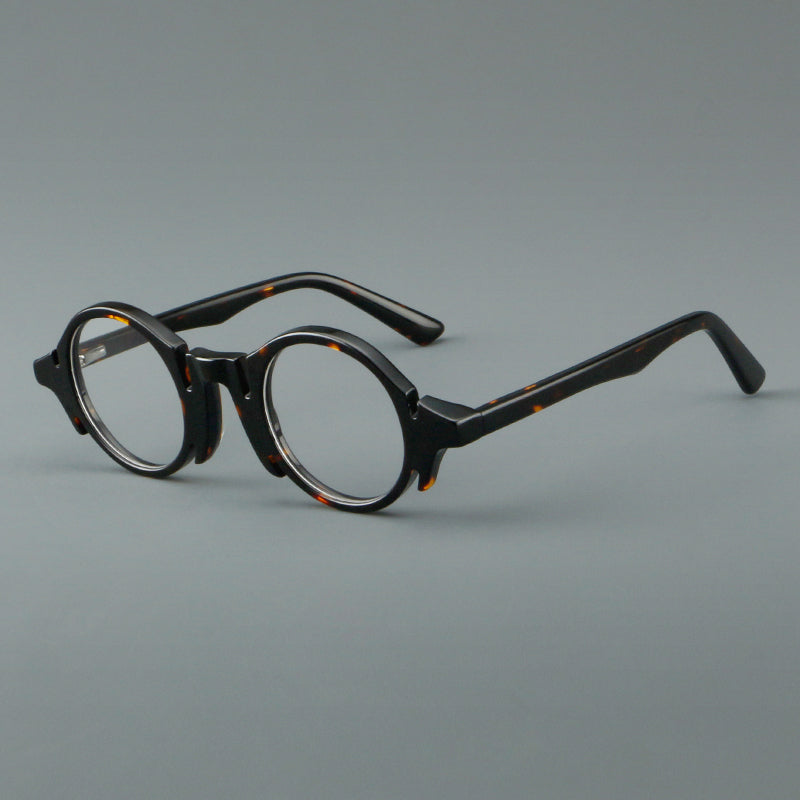 Retro Acetate Wood-Grain Effect Glasses Frames - Dark Tortoiseshell
