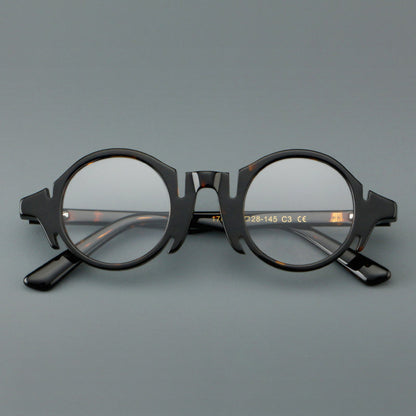 Retro Acetate Wood-Grain Effect Glasses Frames temple detail
