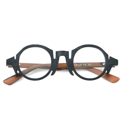 Retro Acetate Wood-Grain Effect Glasses Frames additional product view