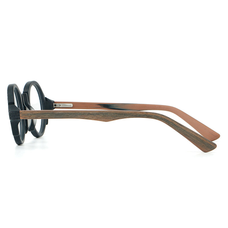 Retro Acetate Wood-Grain Effect Glasses Frames