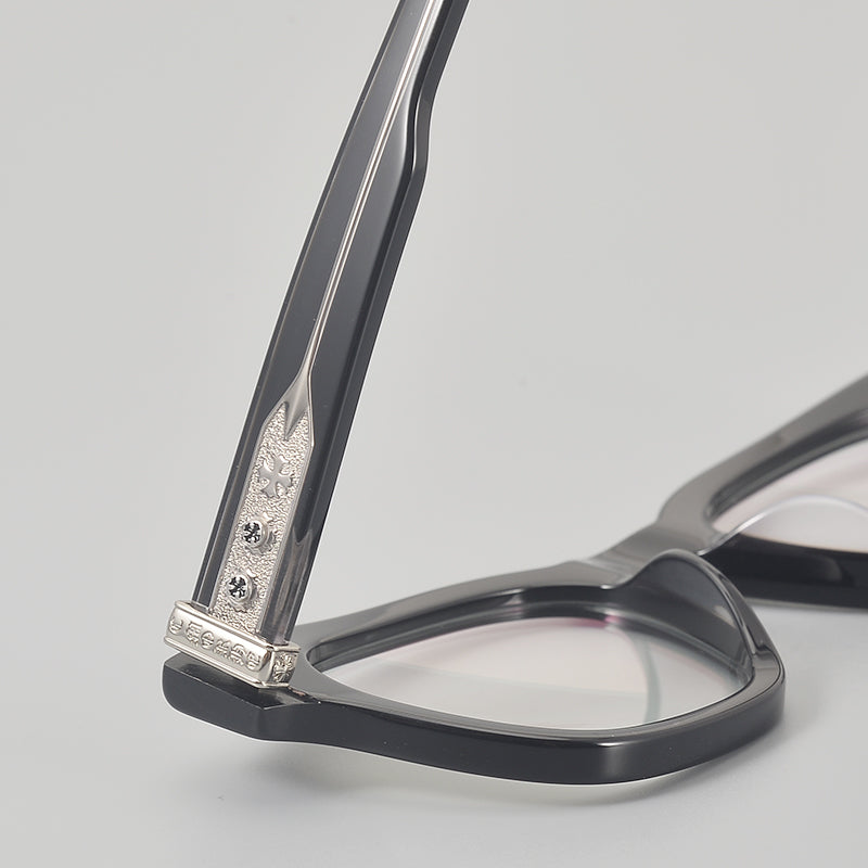 Rectangular Acetate and Titanium Glasses Frames lens detail