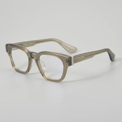 Rectangular Acetate and Titanium Glasses Frames temple detail
