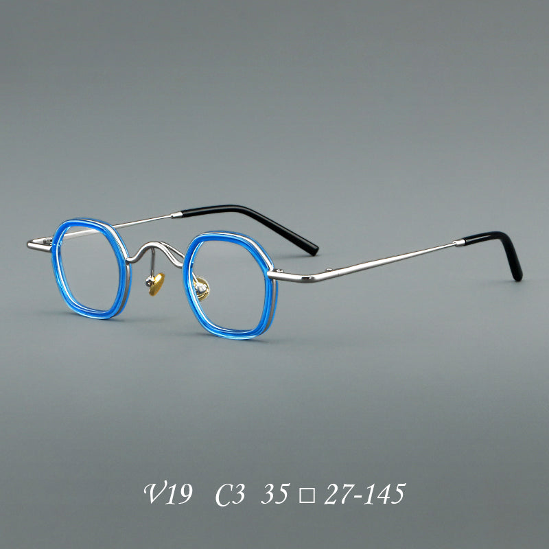 Punk Vintage Round Glasses Frames - Blue & Silver