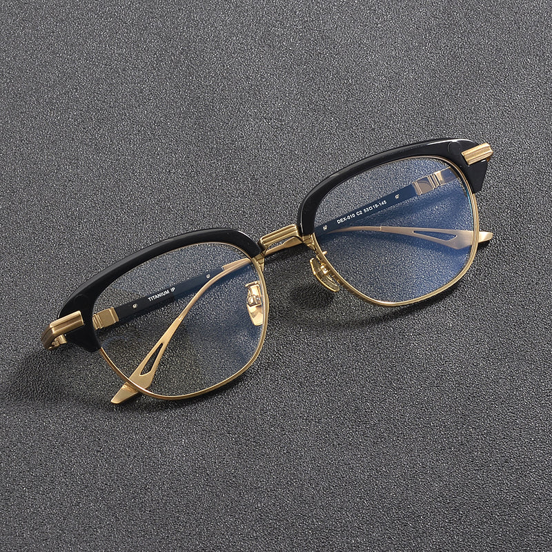 Retro Rectangular Titanium Glasses Frames side view