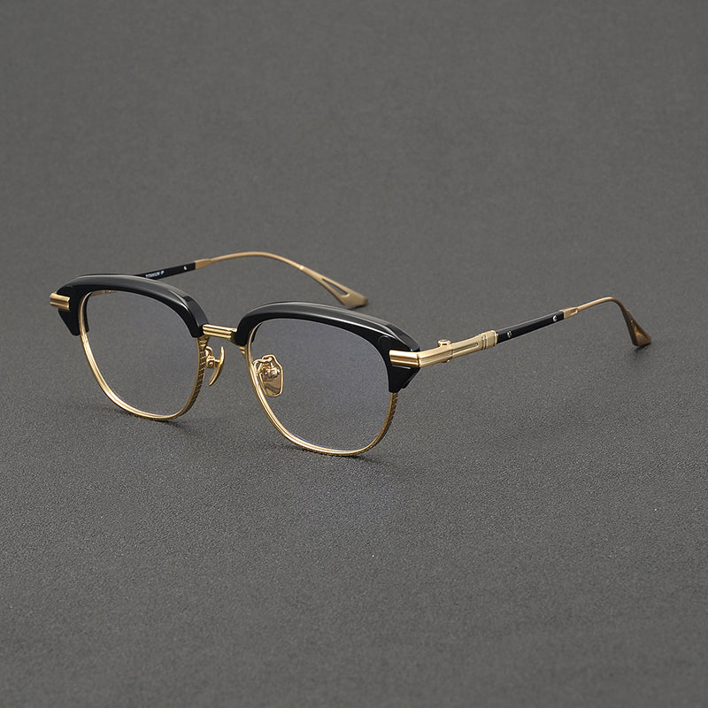 Retro Rectangular Titanium Glasses Frames front view