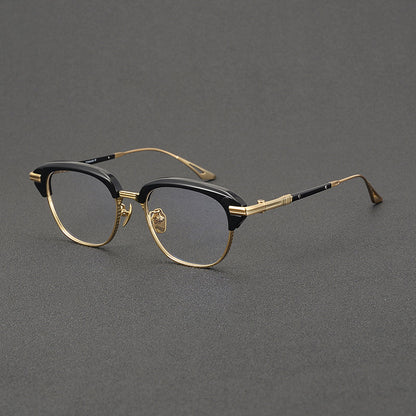 Retro Rectangular Titanium Glasses Frames front view