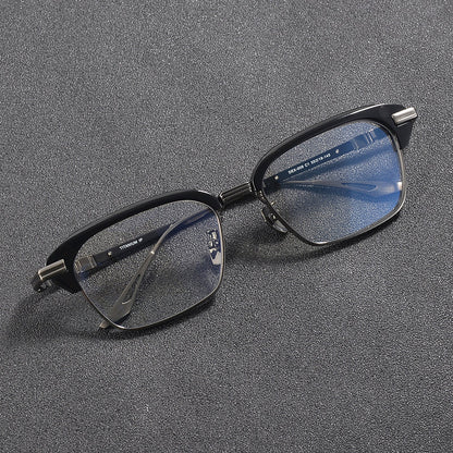 Retro Rectangular Titanium Glasses Frames side view