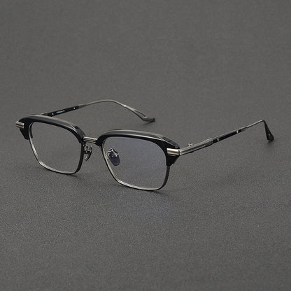 Retro Rectangular Titanium Glasses Frames front view