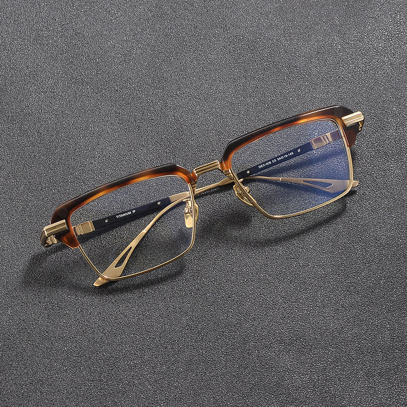 Retro Rectangular Titanium Glasses Frames side view