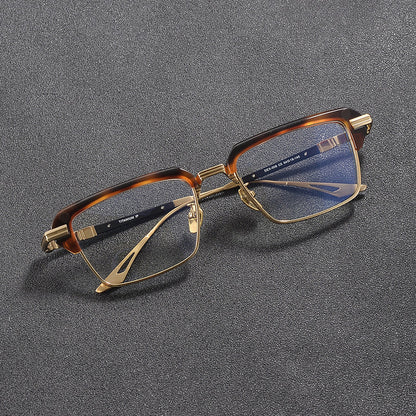 Retro Rectangular Titanium Glasses Frames side view