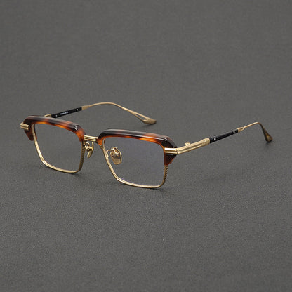 Retro Rectangular Titanium Glasses Frames front view