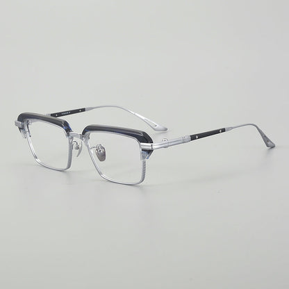 Retro Rectangular Titanium Glasses Frames temple detail