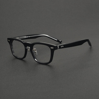Classic Square Acetate Glasses Frames temple detail