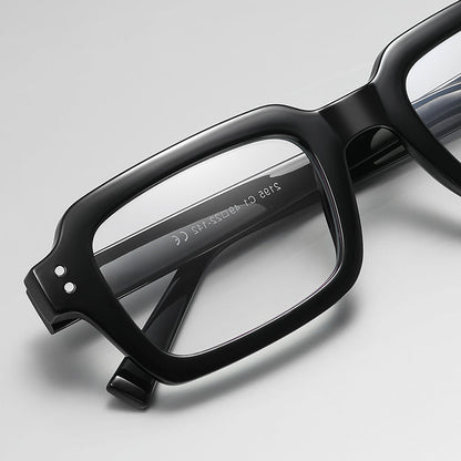 Vintage Black Square Glasses Frames lens detail