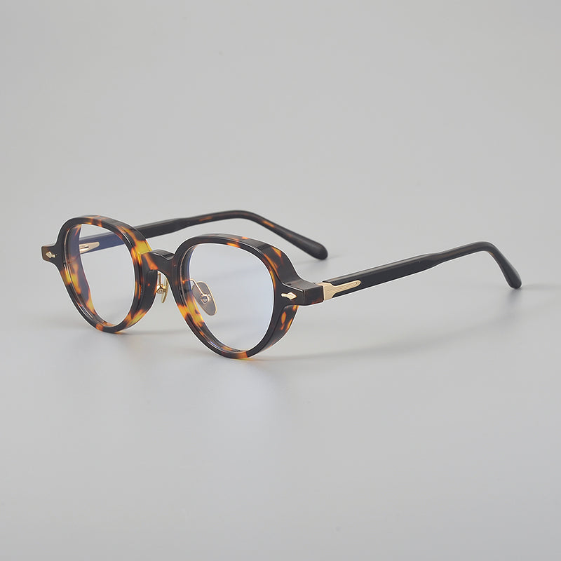 Retro Round Acetate Glasses Frames - Tortoiseshell