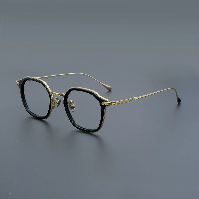 Retro Square Titanium Glasses Frames - Black