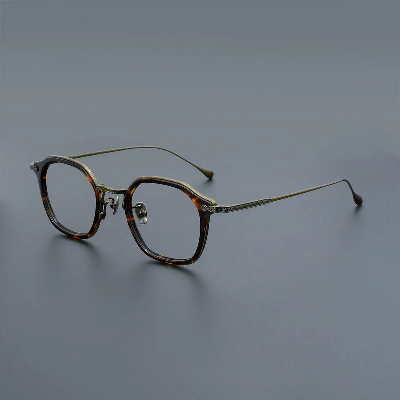 Retro Square Titanium Glasses Frames - Tortoiseshell