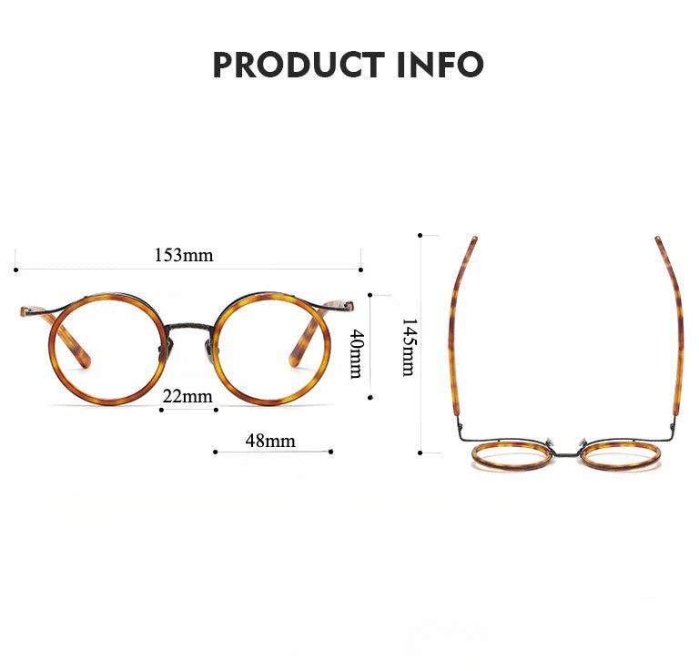 Vintage Round Titanium Glasses Frames