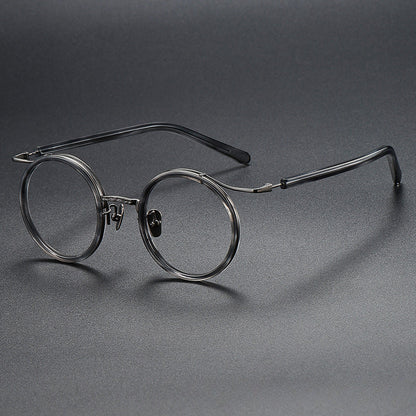 Vintage Round Titanium Glasses Frames lens detail