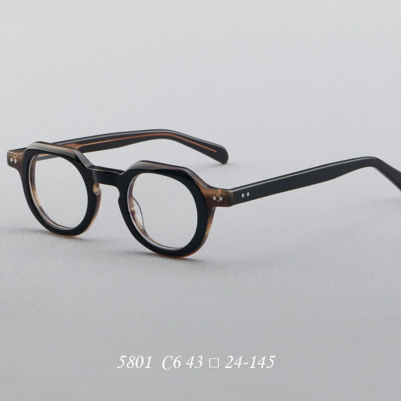 Vintage Round Acetate Glasses Frames - Dark Brown