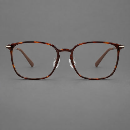 Bold square plastic eyeglasses with a defined browline and an open bridge in Tortoiseshell, front view additional product view