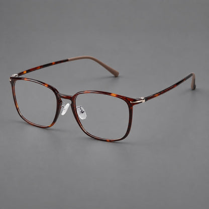 Bold square plastic eyeglasses with a defined browline and an open bridge in Tortoiseshell, three quarter view additional product view