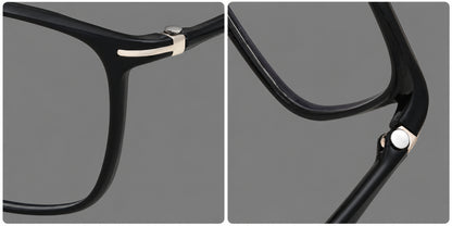 Bold square plastic eyeglasses with a defined browline and an open bridge, frame details additional product view