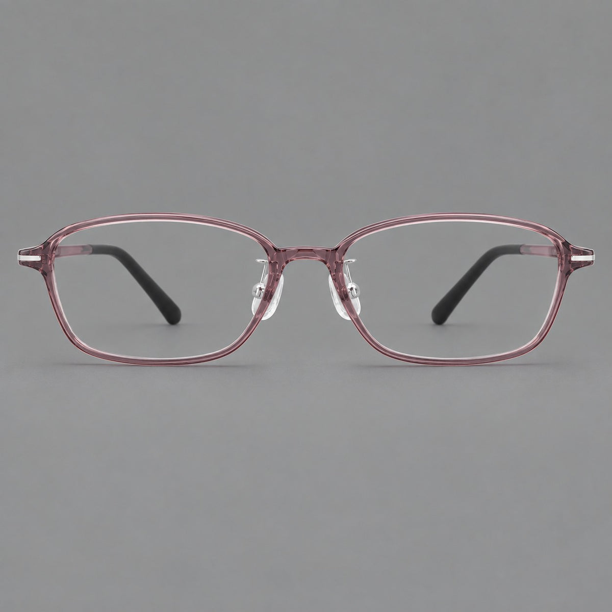 Soft oval plastic eyeglasses with a narrow bridge and gently rounded outer corners in Lilac, front view