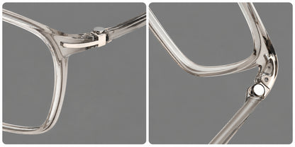 Modern square plastic eyeglasses with a smooth browline and slim metal corner details, frame details additional product view