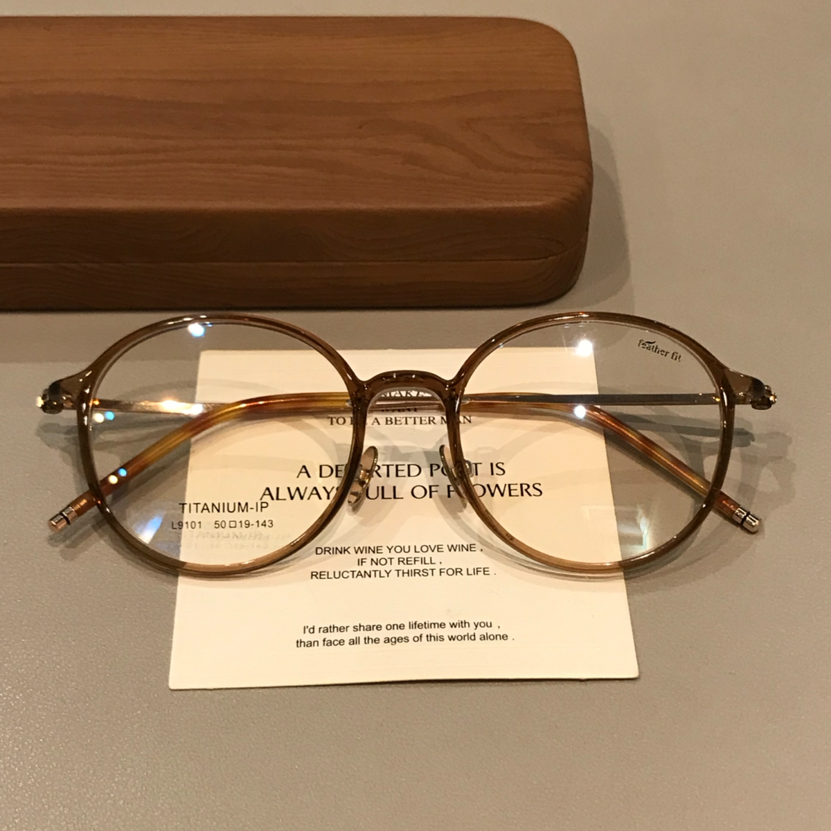 Round Eyeglass Frames with Thin Rims, Transparent Gray or Cool Tea Brown