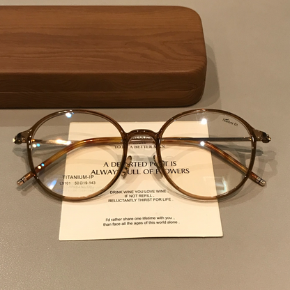 Round Eyeglass Frames with Thin Rims, Transparent Gray or Cool Tea Bro additional product view