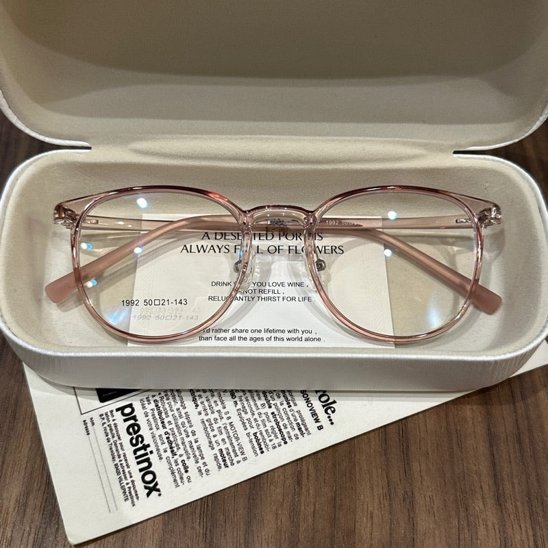 Wide Square Eyeglass Frames with Rounded Corners, Translucent and Solid Colors