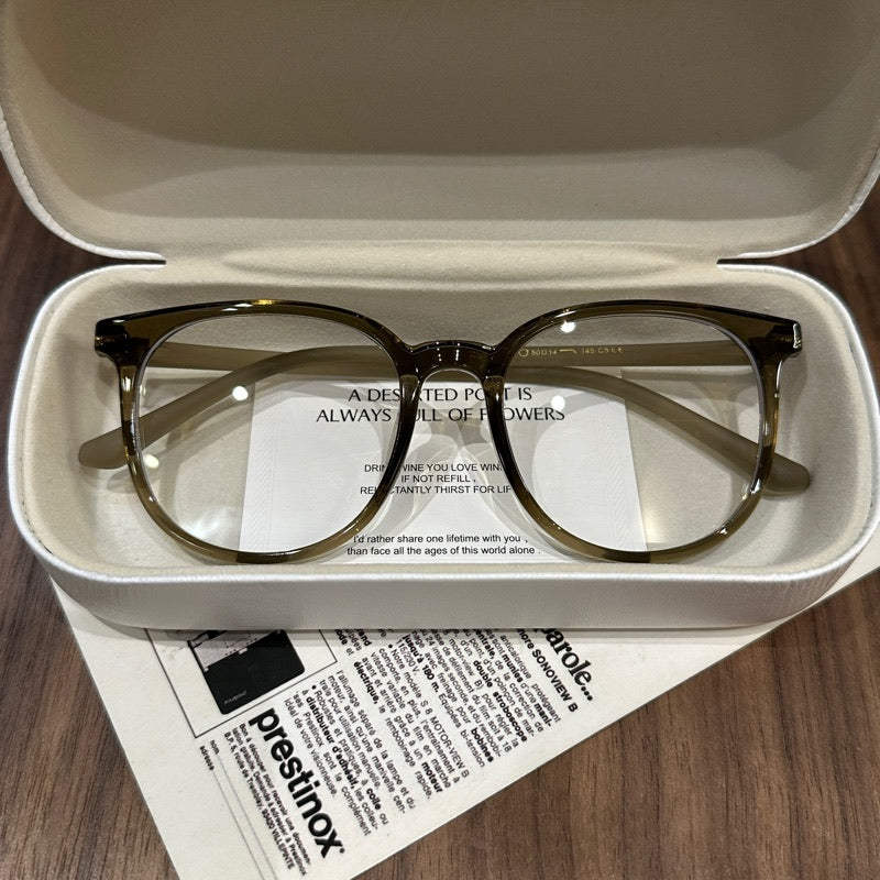 Square Eyeglass Frames with Soft Corners, Olive Green