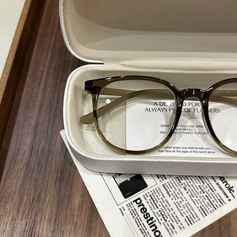 Square Eyeglass Frames with Soft Corners, Olive Green