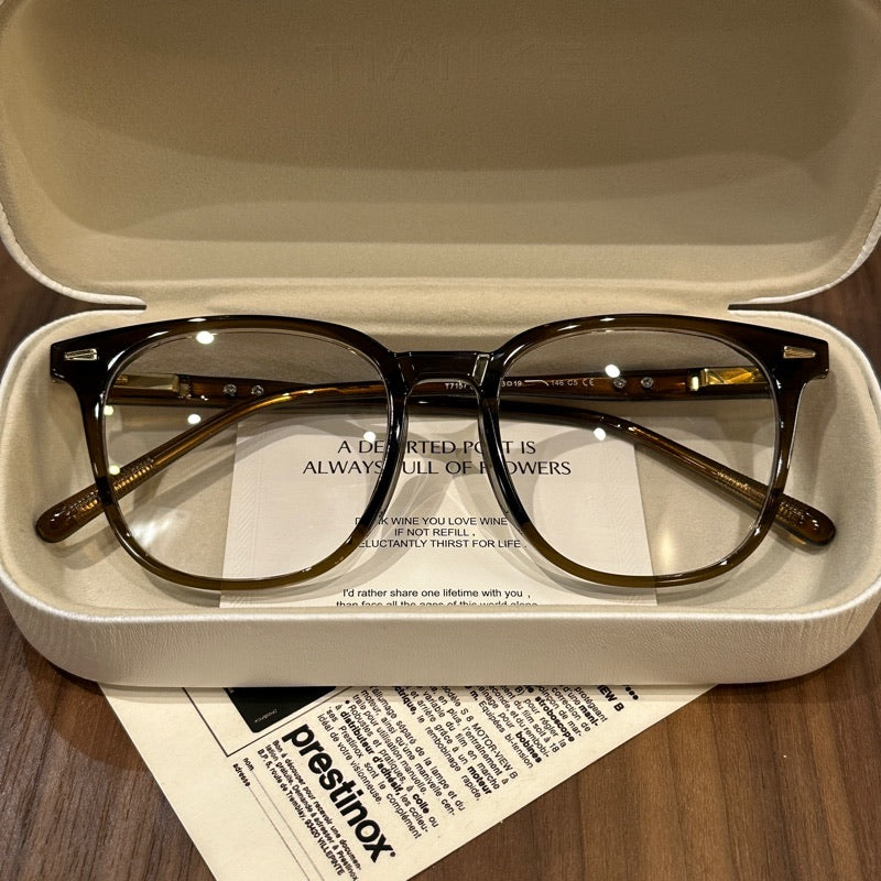 Oversized Rounded Eyeglass Frames with a Smooth Brow, Brown, Gray, Black or Olive Green