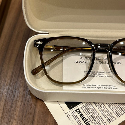 Oversized Rounded Eyeglass Frames with a Smooth Brow, Brown, Gray, Bla frame detail