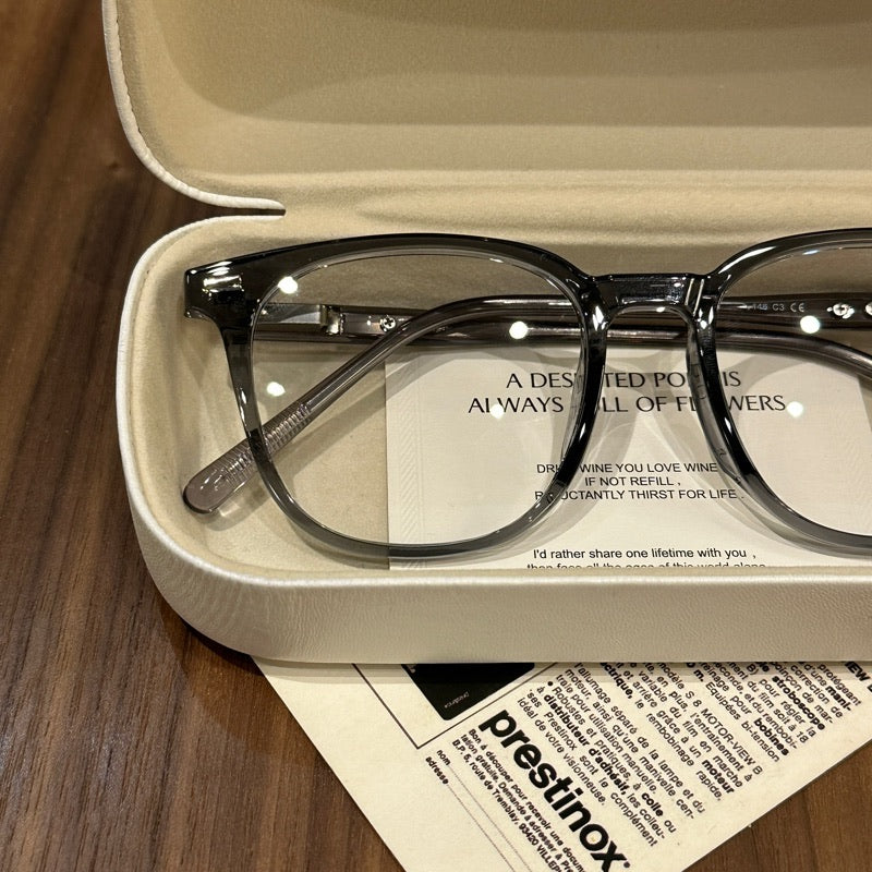 Oversized Rounded Eyeglass Frames with a Smooth Brow, Brown, Gray, Black or Olive Green