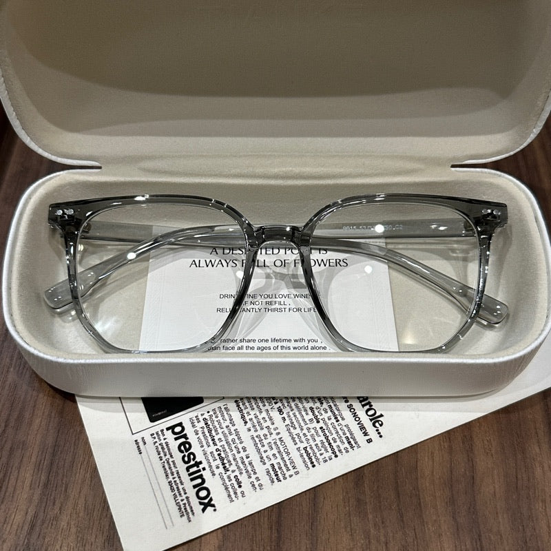 Oversized Rounded Square Eyeglass Frames, Ice Blue Gray, Gradient Black or Cool Brown