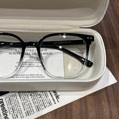 Oversized Rounded Square Eyeglass Frames, Ice Blue Gray, Gradient Blac temple detail
