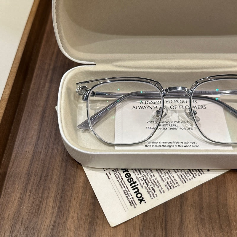 Browline Eyeglass Frames with Slim Lower Rims, Black or Coconut Green front view