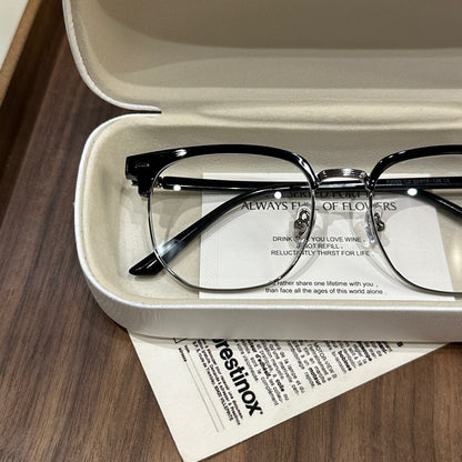Browline Eyeglass Frames with Slim Lower Rims, Black or Coconut Green frame detail