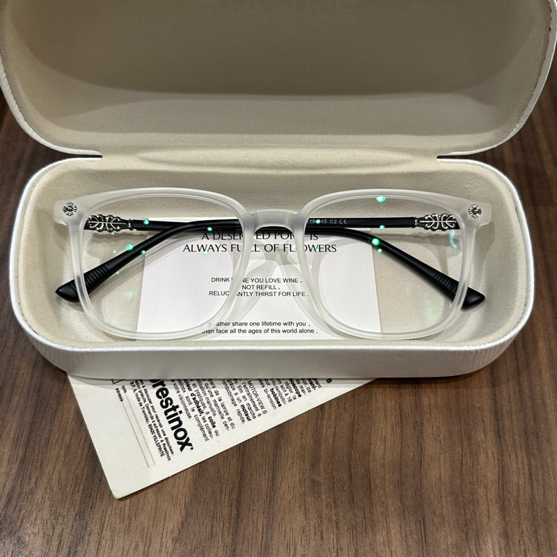 Square Eyeglass Frames with Soft Corners and a Matte Finish, White - Matte White