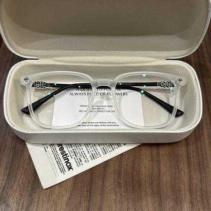 Square Eyeglass Frames with Soft Corners and a Matte Finish, White